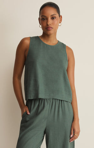 Z Supply Sloane Linen Tank in Everglade