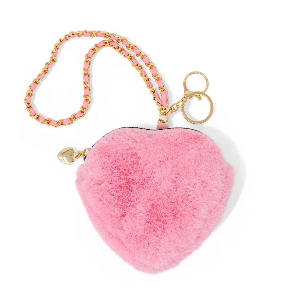 Zomi Gems Valentine's Day Girl's Fuzzy Heart Wristlet Coin Purse