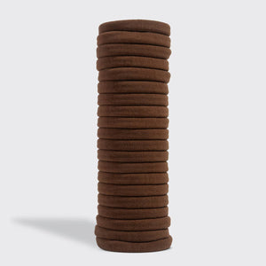 KITSCH Recycled Fabric Seamless Hair Elastics 20pc Set in Chocolate