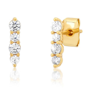 Tai Round Cz Stick Studs in Gold