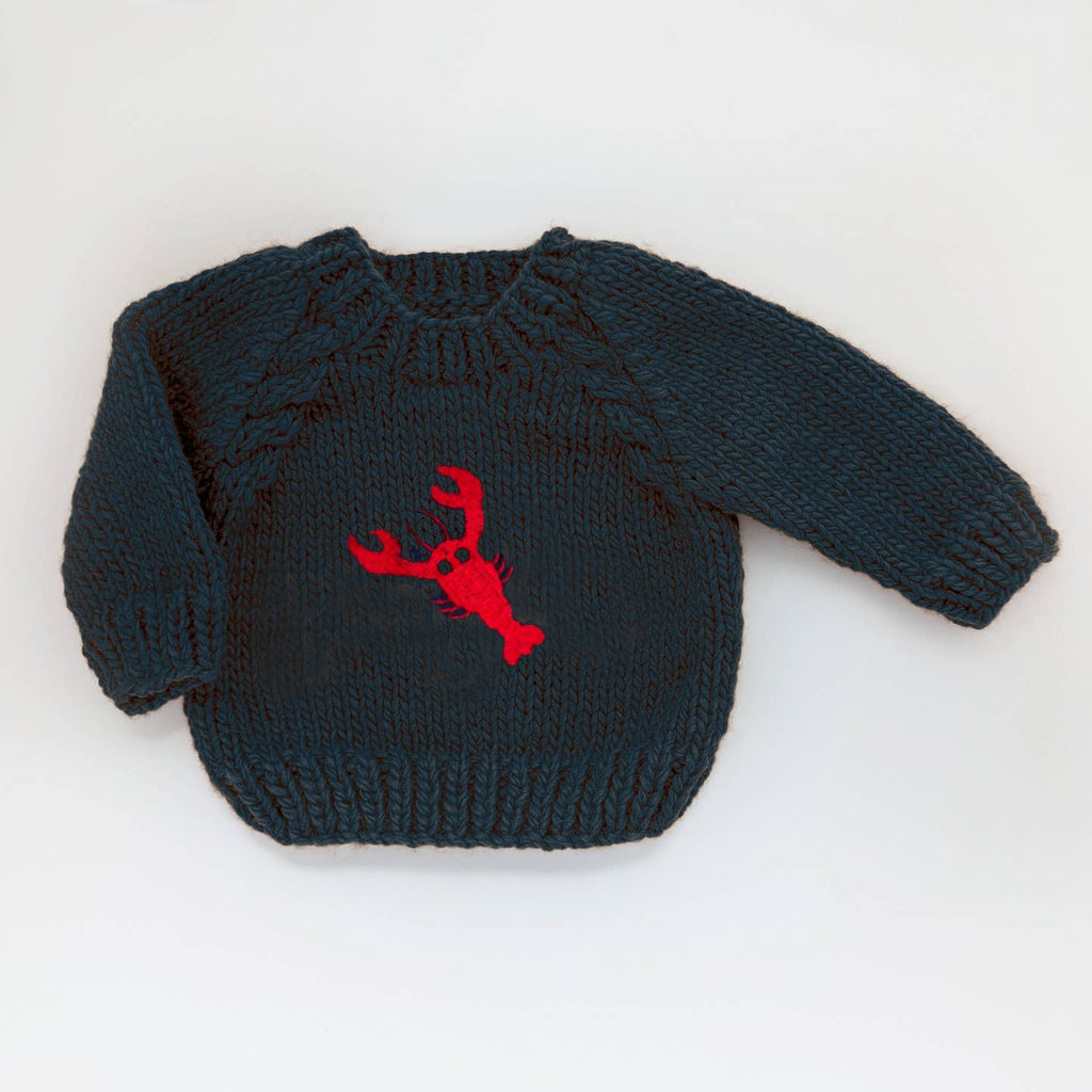 Huggalugs Navy Crewneck Sweater in Lobster