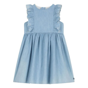 Petit Bateau Chambray Hearts Dress in Blue