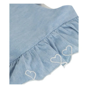 Petit Bateau Chambray Hearts Dress in Blue