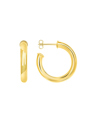 LeMel Small Chunky Hoops in Yellow Gold