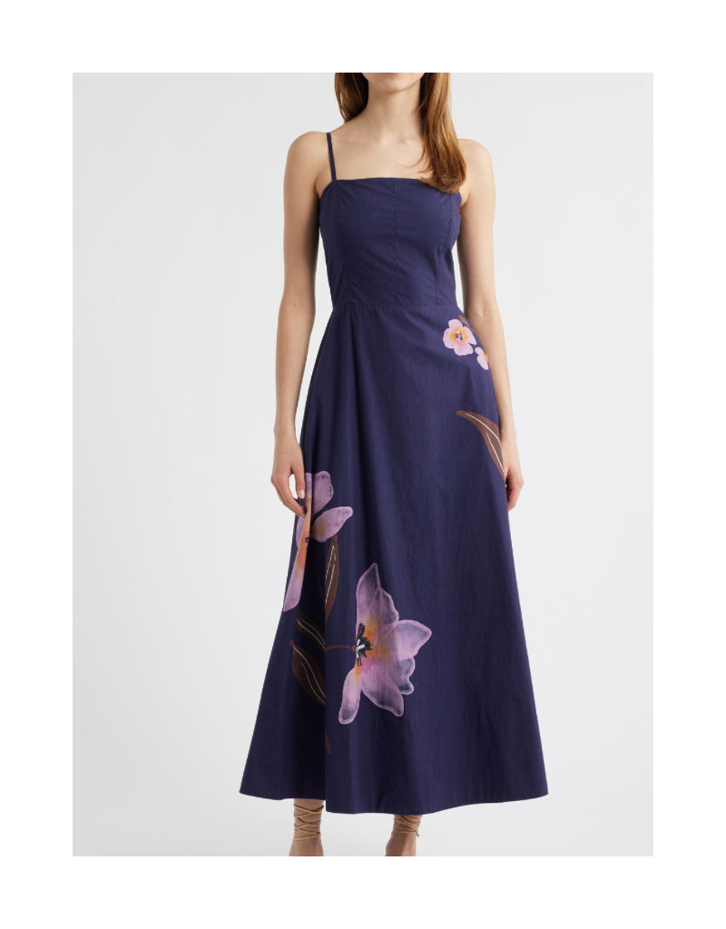 Cleobella Riley Ankle Dress in Moresco in Navy Print