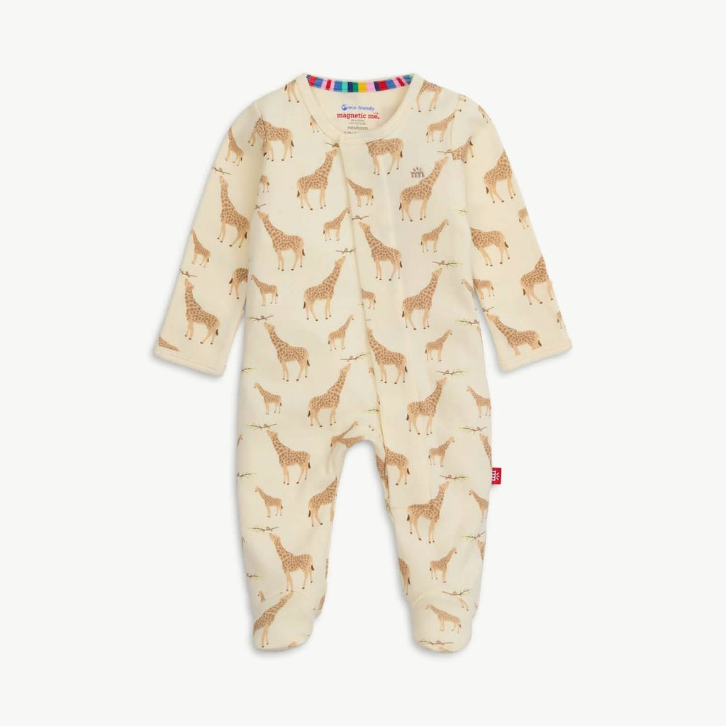 Magnetic Me Organic Cotton Footie in Cream Jolie Giraffe