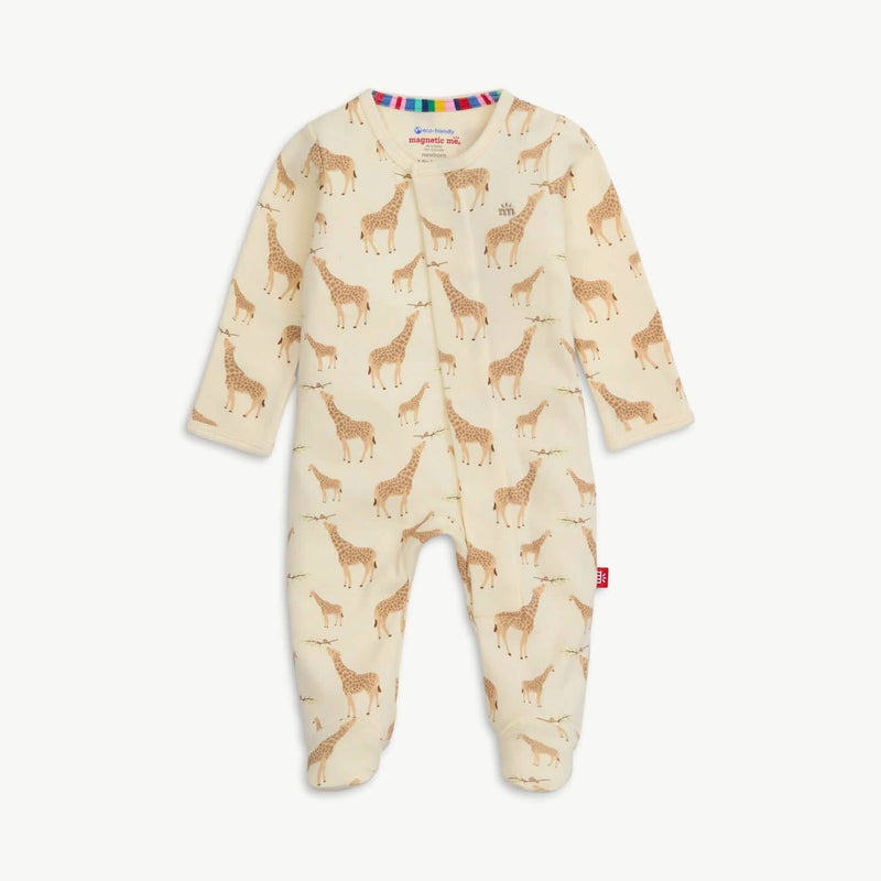 Magnetic Me Organic Cotton Footie in Cream Jolie Giraffe