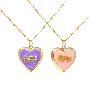 Zomi Gems Girls Best Friends Bff Heart Locket Necklace Set