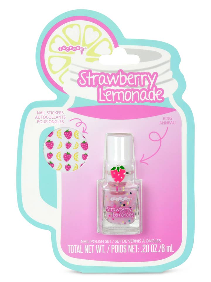 Iscream Strawberry Lemonade Nail Polish Ring Set