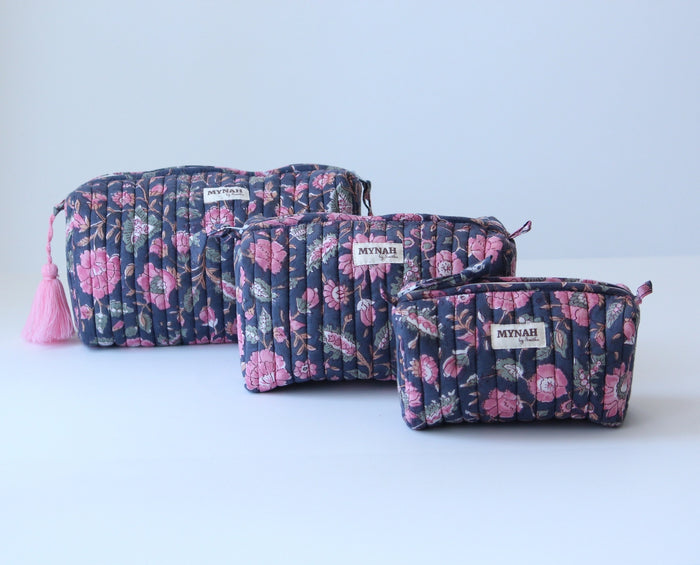 MYNAHbySmitha Quilted Travel Bag in Indian Rose Garden Print -Assorted Sizes