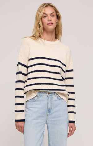 Z Supply Boyfriend Stripe Sweater in Sea Salt