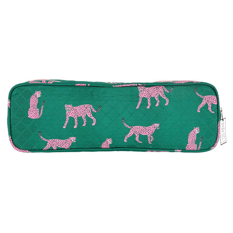 Bella Sleep Spa Quilted Hair Tool Bag in Green + Cheetahs