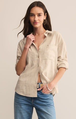 Z Supply Alfie Button Up Shirt in Flax