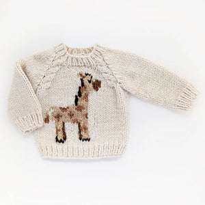 Huggalugs Natural Crewneck Sweater in Giraffe