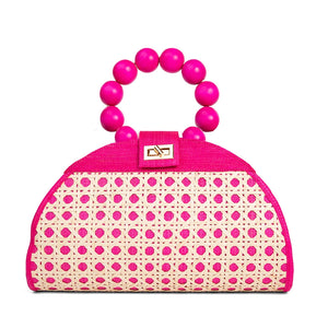 Soli + Sun Large Tropical Escapes Semi Circle Clutch in Hot Pink