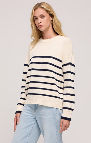 Z Supply Boyfriend Stripe Sweater in Sea Salt