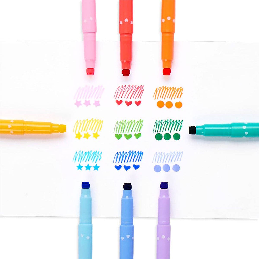 OOLY Confetti Stamp Double-Ended Markers - Set of 9