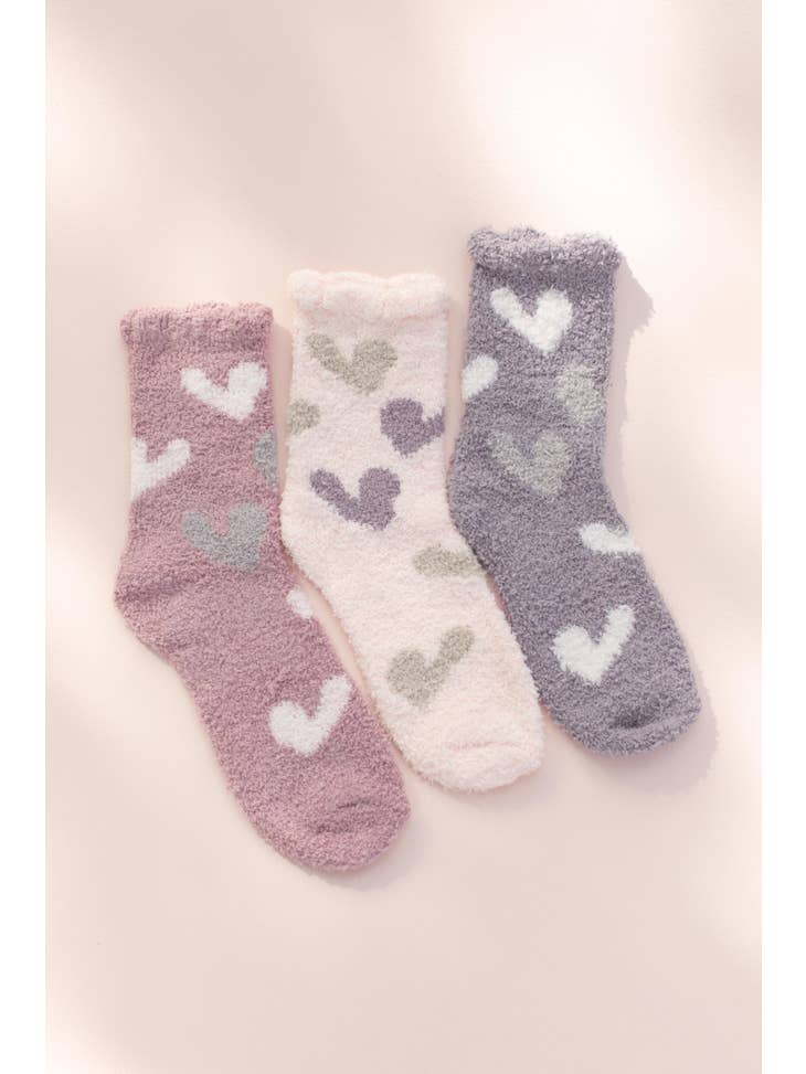 Space46 Adult Valentine's Heart Fuzzy Socks