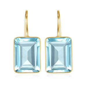 Amelia Rose Emerald Cut Valencia Earrings in Sky Blue/Gold