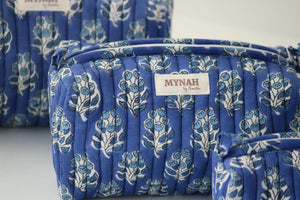 MYNAHbySmitha Quilted Travel Bag in Denim Blue -Assorted Sizes