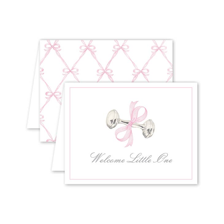 Dogwood Hill Rattle & Pink Bow Card