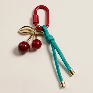 Frem NYC Vibrant Enamel Cherry Charm Keychain + Bag Charm With Rope