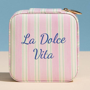 Frem NYC Floral Travel Jewelry Box with Mirror in La Dolce Vita Stripe