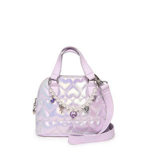 OMG Mini Satchel Crossbody Bag in Metallic Quilted Hearts