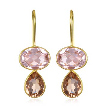 Amelia Rose Valencia Teardrop Earring in Blush & Champagne/Gold