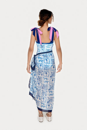 Jessie Zhao New York Beach Sarong Wrap in Blue Jungle