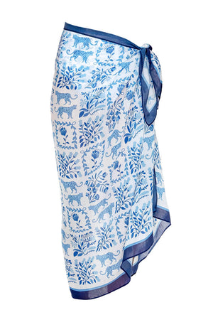 Jessie Zhao New York Beach Sarong Wrap in Blue Jungle
