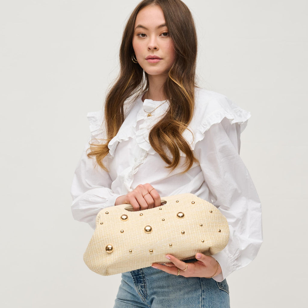 Urban Expressions Mallory Studded Clutch in Ivory