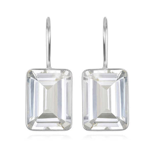 Amelia Rose Emerald Cut Valencia Earrings in Clear Crystal/Silver