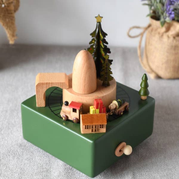 Timber Tinkers Wooden Christmas Train Music Box