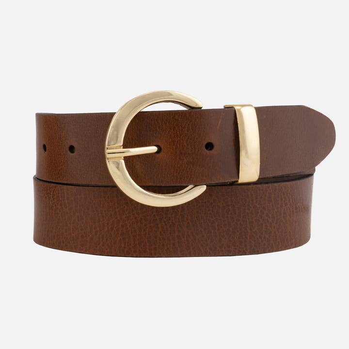 Amsterdam Heritage Gail Belt with Gold Buckle in Cognac