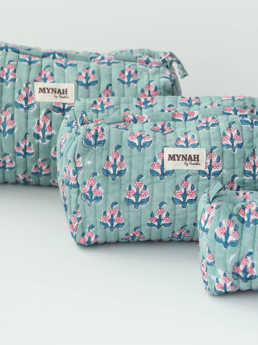 MYNAHbySmitha Quilted Travel Bag in Eucalyptus Floral -Assorted Sizes