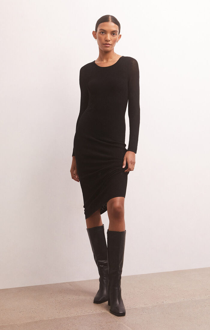 Z Supply Liza Sweater Mesh Dress in Black