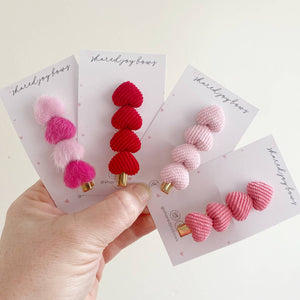 Shared Joy Valentines Heart Clips in Rose Corduroy