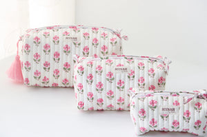 MYNAHbySmitha Quilted Travel Bag in Block Print Floral -Assorted Sizes