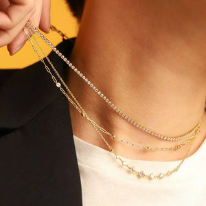 Tai Triple Layer Tennis CZ Necklace