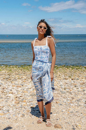 Jessie Zhao New York Beach Sarong Wrap in Blue Jungle