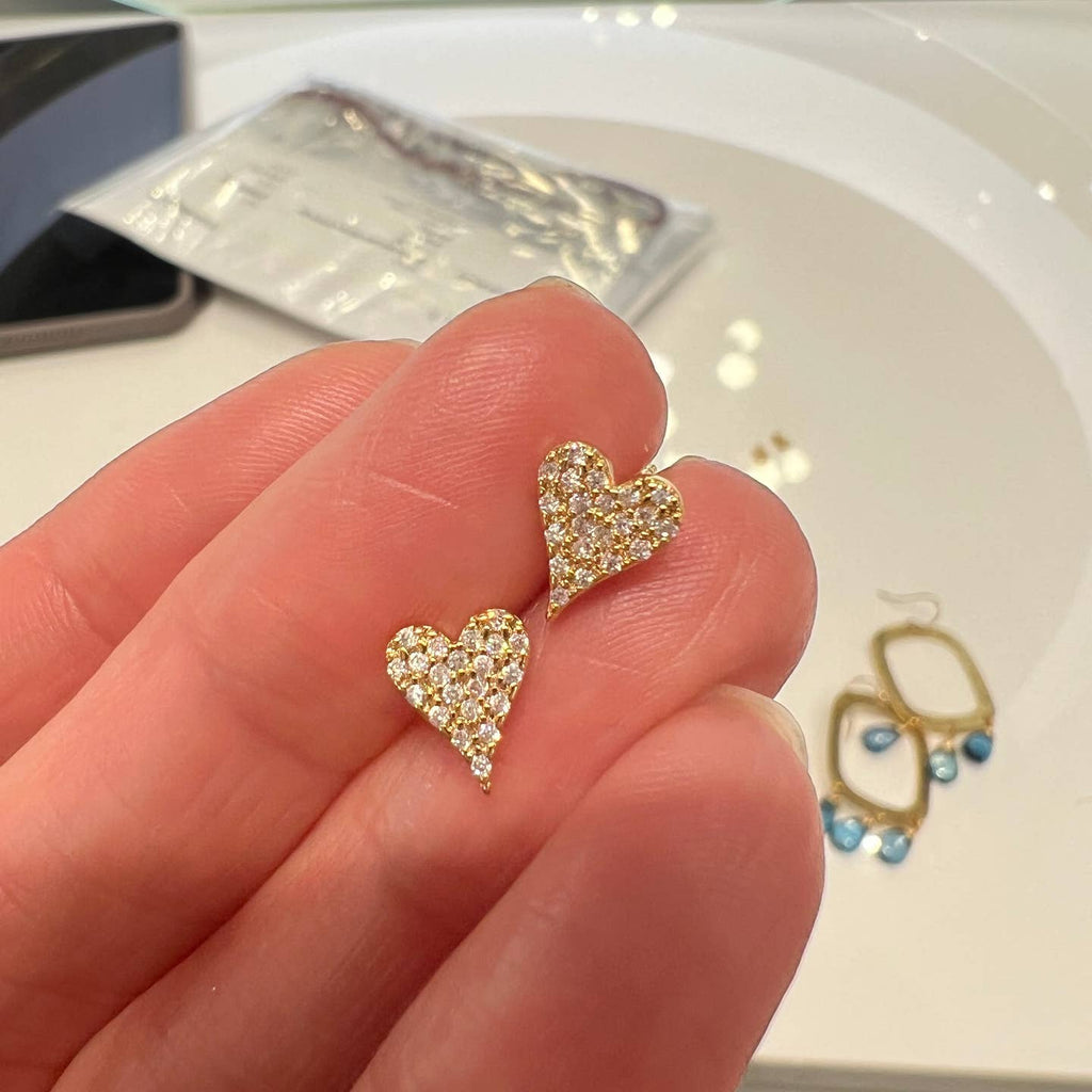 Sonya Renee Small Cz Heart Studs in Gold