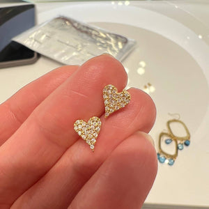 Sonya Renee Small Cz Heart Studs in Gold