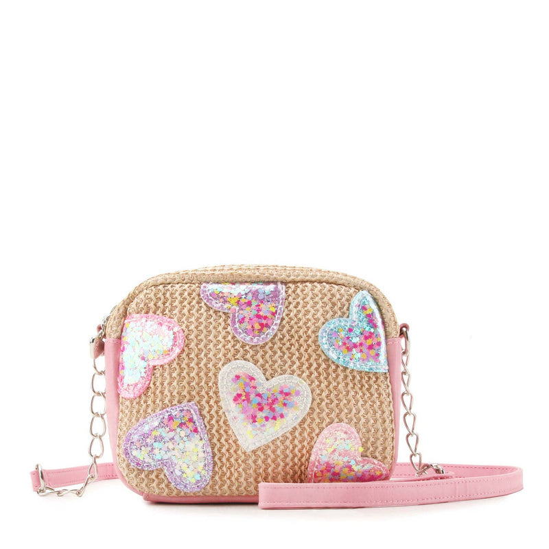 OMG Accessories Confetti Heart Patched Crossbody Bag