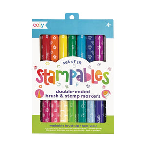 Ooly Stampables: Double-Ended Brush & Stamp Markers (Set of 18)
