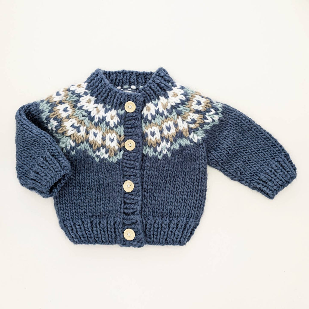 Huggalugs Cardigan in Blue Fairisle