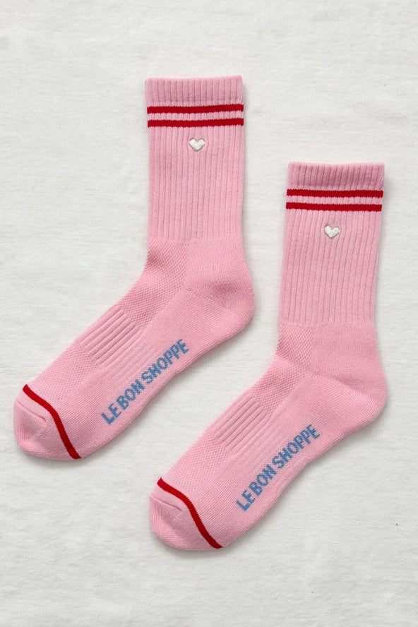 Le Bon Shoppe Embroidered Boyfriend Socks in Amour Hearts