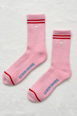 Le Bon Shoppe Embroidered Boyfriend Socks in Amour Hearts