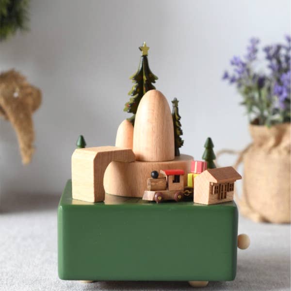 Timber Tinkers Wooden Christmas Train Music Box