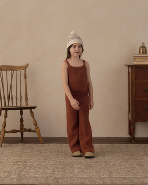 Rylee + Cru Fuzzy Knit Lounge Set in Brick